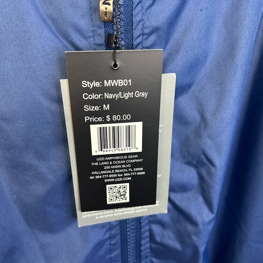 NWT Uzzi Active Amphibious Water-Resistant Jacket Men’s Size M Blue Gray